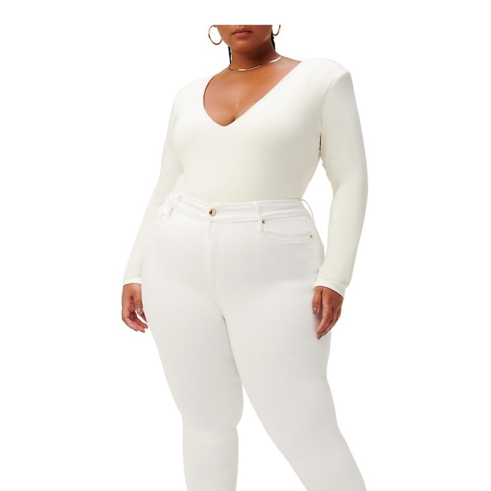 NWT GOOD AMERICAN Good High-Rise Stretch Sculpting Crop Jeans White Size 18